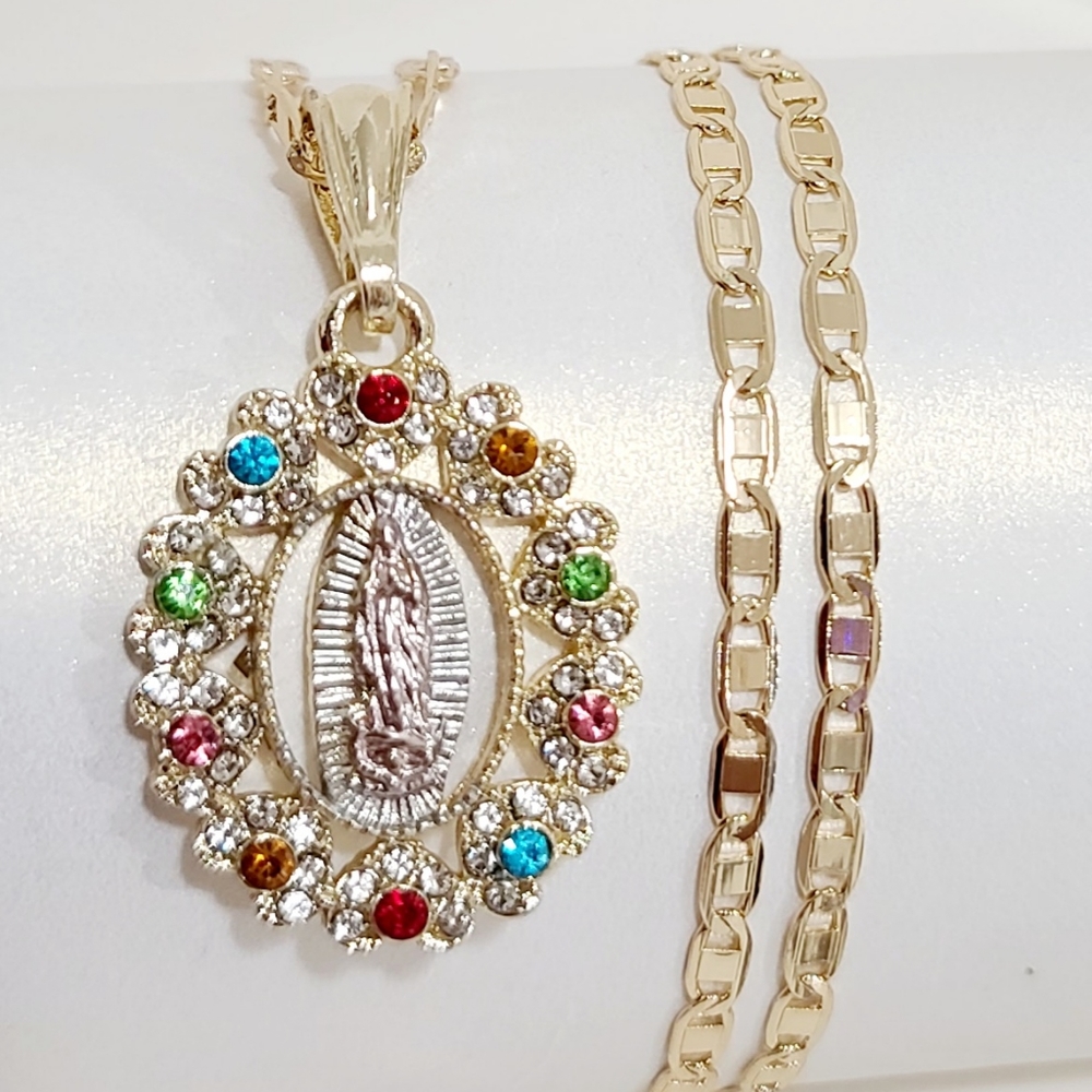 Virgen Mary 14k Gold Plated Necklace